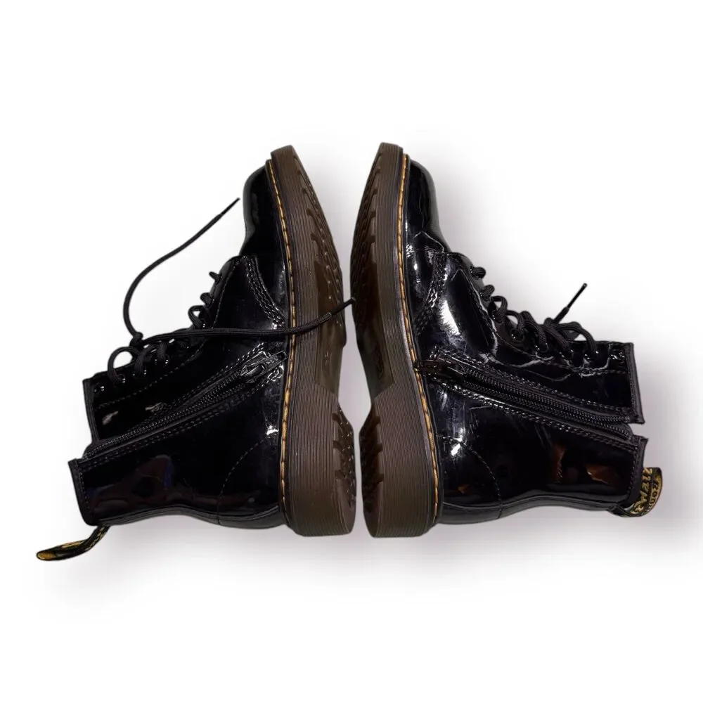 DR MARTENS - Junior 1460 Patent Leather Lace Up Inner‎ Ankle Zipper Boots Size 1